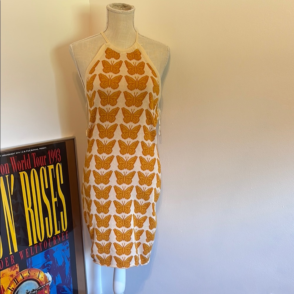 ALTAR’D STATE Butterfly Print Halter Dress